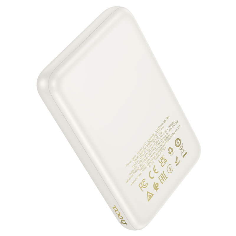 Hoco J141 Grace 10,000mAh Magnetic Wireless Charging Power Bank – PD20W Fast Charge, MagSafe Compatible (Milky White) thumbnail 3
