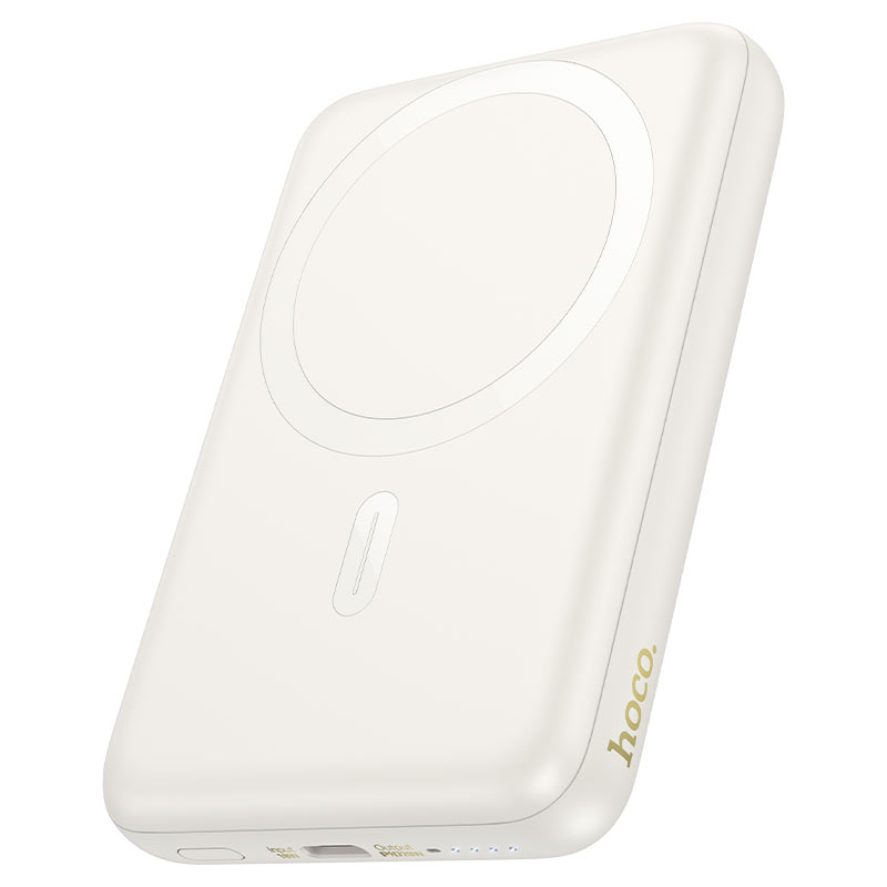 Hoco J141 Grace 10,000mAh Magnetic Wireless Charging Power Bank – PD20W Fast Charge, MagSafe Compatible (Milky White) thumbnail 2