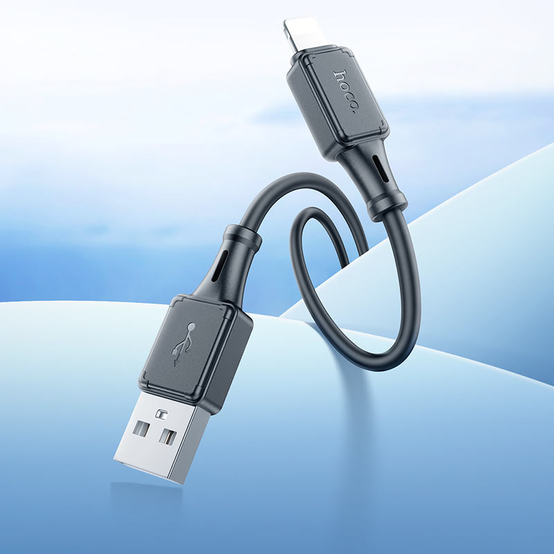 Hoco Assistant Silicone USB-A to Lightning Fast Charging Data Cable 1m (Black) thumbnail 2