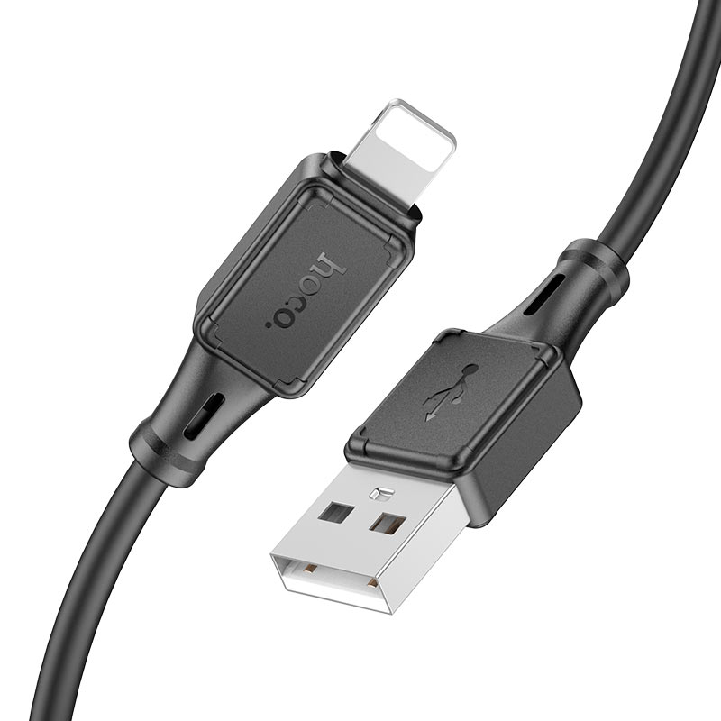 Hoco Assistant Silicone USB-A to Lightning Fast Charging Data Cable 1m (Black) thumbnail 3