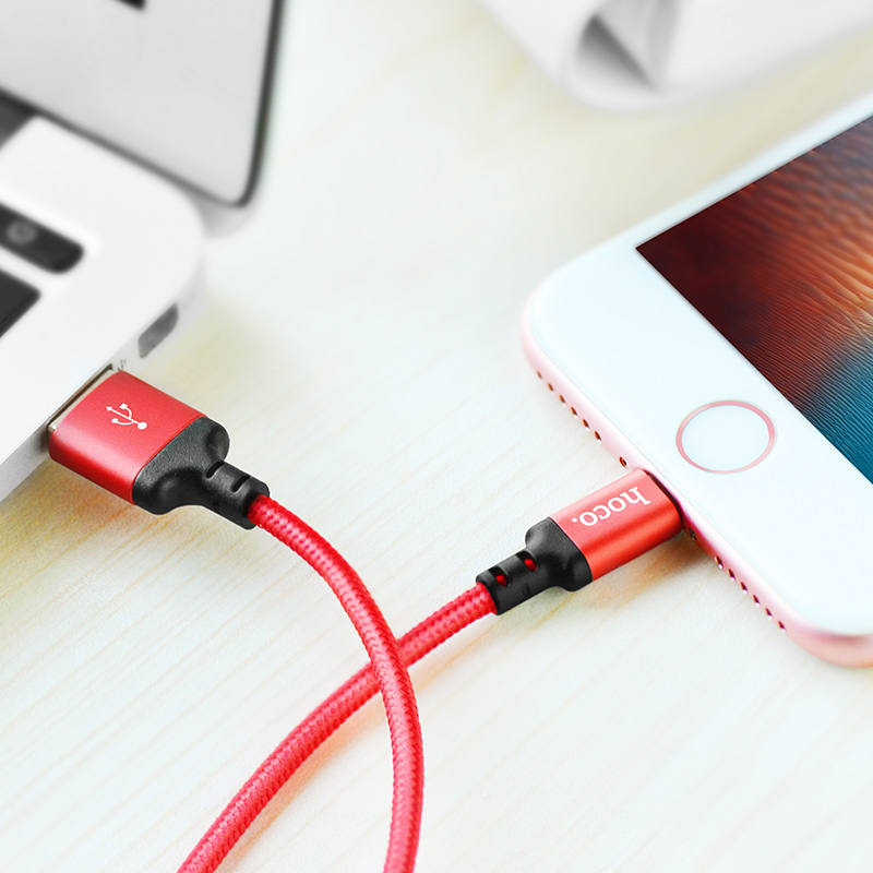 Hoco X14 Times Speed USB-A to Lightning Charging Data Cable – 2m (Red) thumbnail 3