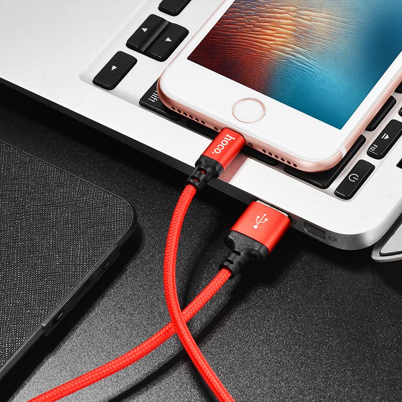 Hoco X14 Times Speed USB-A to Lightning Charging Data Cable – 2m (Red) thumbnail 4