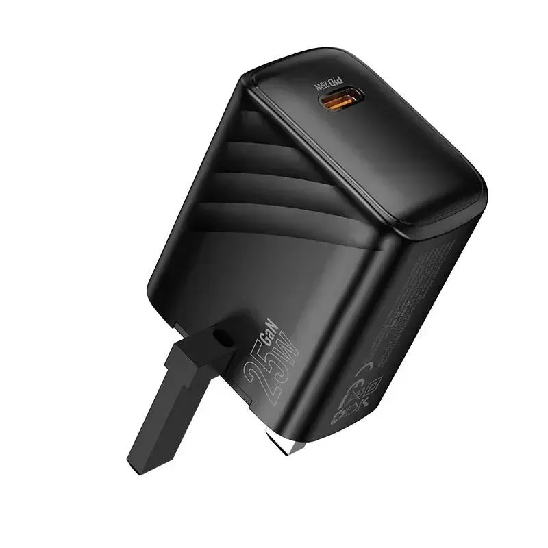 Hoco Puerto 25W USB-C PD Single Port Wall Charger – Fast Charge, Universal (Black) thumbnail 2