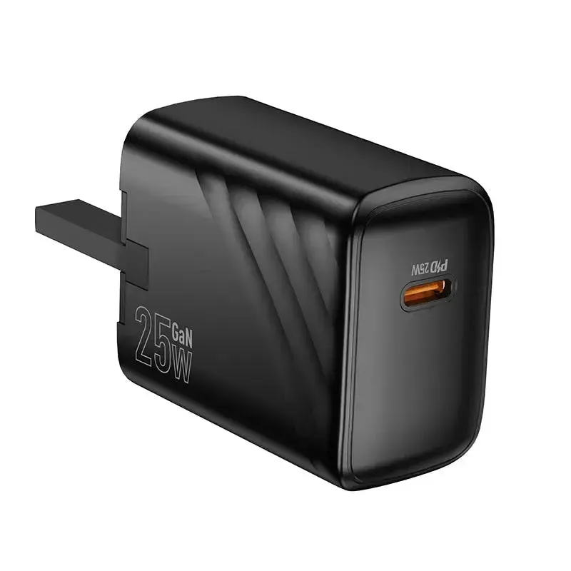 Hoco Puerto 25W USB-C PD Single Port Wall Charger – Fast Charge, Universal (Black) thumbnail 3