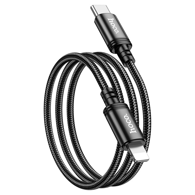 Hoco Wind 27W USB-C to Lightning PD Fast Charging Braided Data Cable – 1m (Black) thumbnail 2