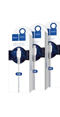 Hoco Flash Starlight Glare 2.4A USB-A to Lightning Fast Charging Data Cable – 3m (White)