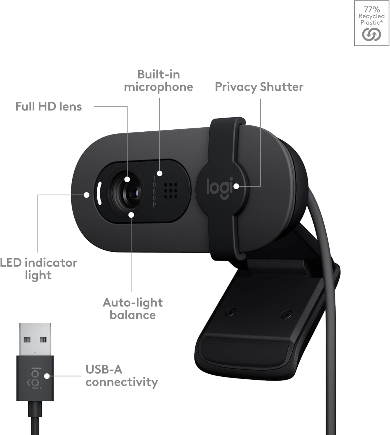 Logitech BRIO 100 Full HD 1080p Webcam thumbnail 2