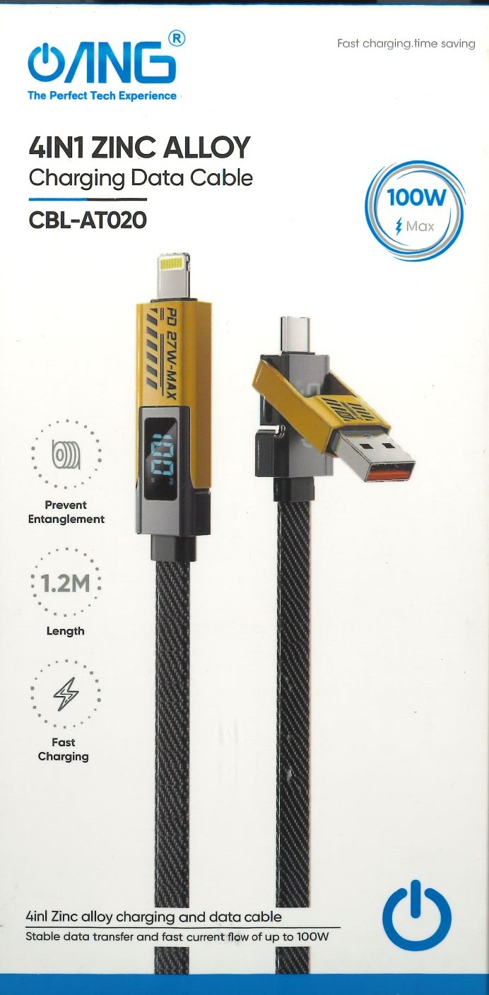 ANG 4IN1 ZINC ALLOY CABLE 1,2M 100W