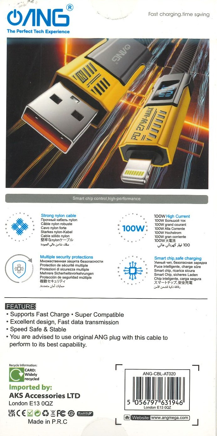 ANG 4IN1 ZINC ALLOY CABLE 1,2M 100W thumbnail 2