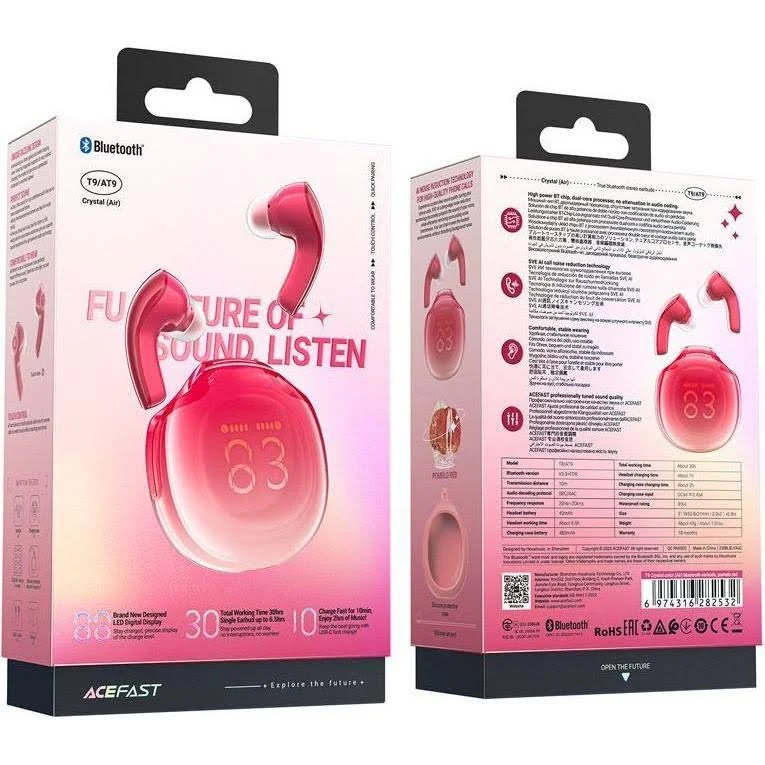 ACEFAST TWS Headset T9  PINK/RED