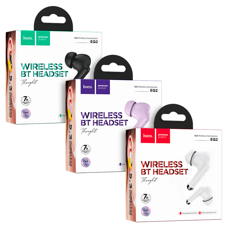 Hoco EQ2 TWS BT 5.3 Voice Assist Earphone Purple thumbnail 3