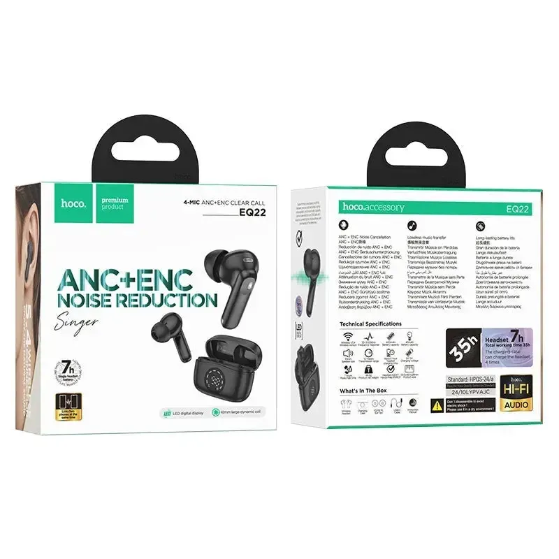 HOCO EQ22 ANC+ENC NOISE REDUCTION HEADSET BLACK