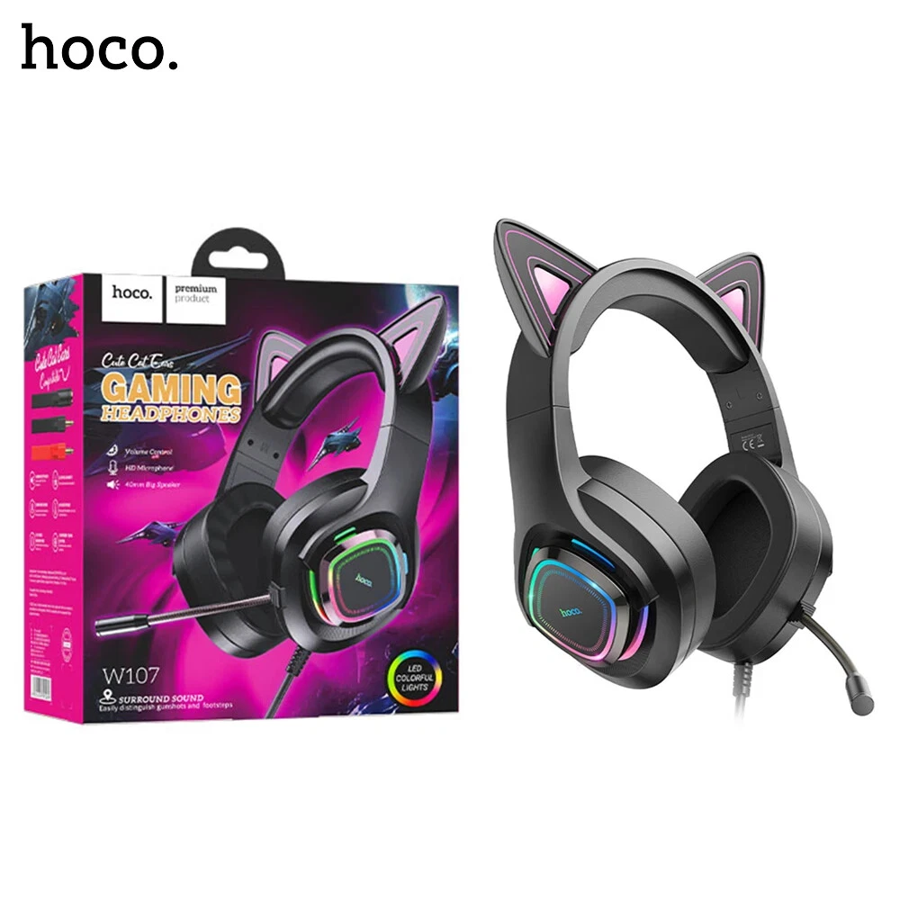 HOCO W107 GAMING HEADSET / LED COLORFUL LIGHTS  CUT CAT EARS
