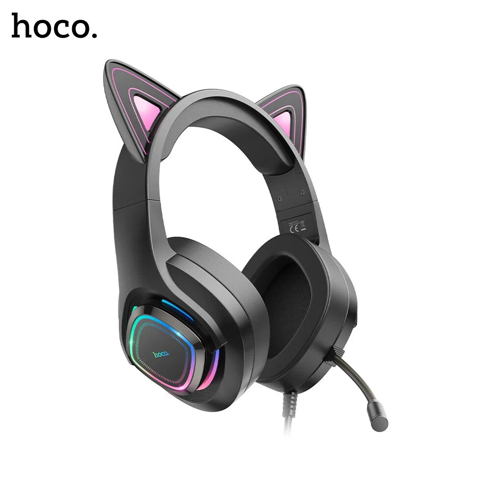 HOCO W107 GAMING HEADSET / LED COLORFUL LIGHTS  CUT CAT EARS thumbnail 2
