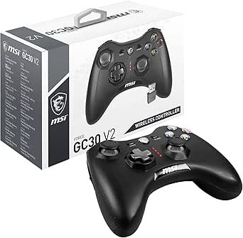 MSI FORCE GC30 V2 Wireless PC Gamepad Controller - 2.4 GHz, 600mAh Li-ion Battery, Interchangeable D-Pad Covers, Dual Vibration Motors, USB 2.0 - Wired/Wireless
