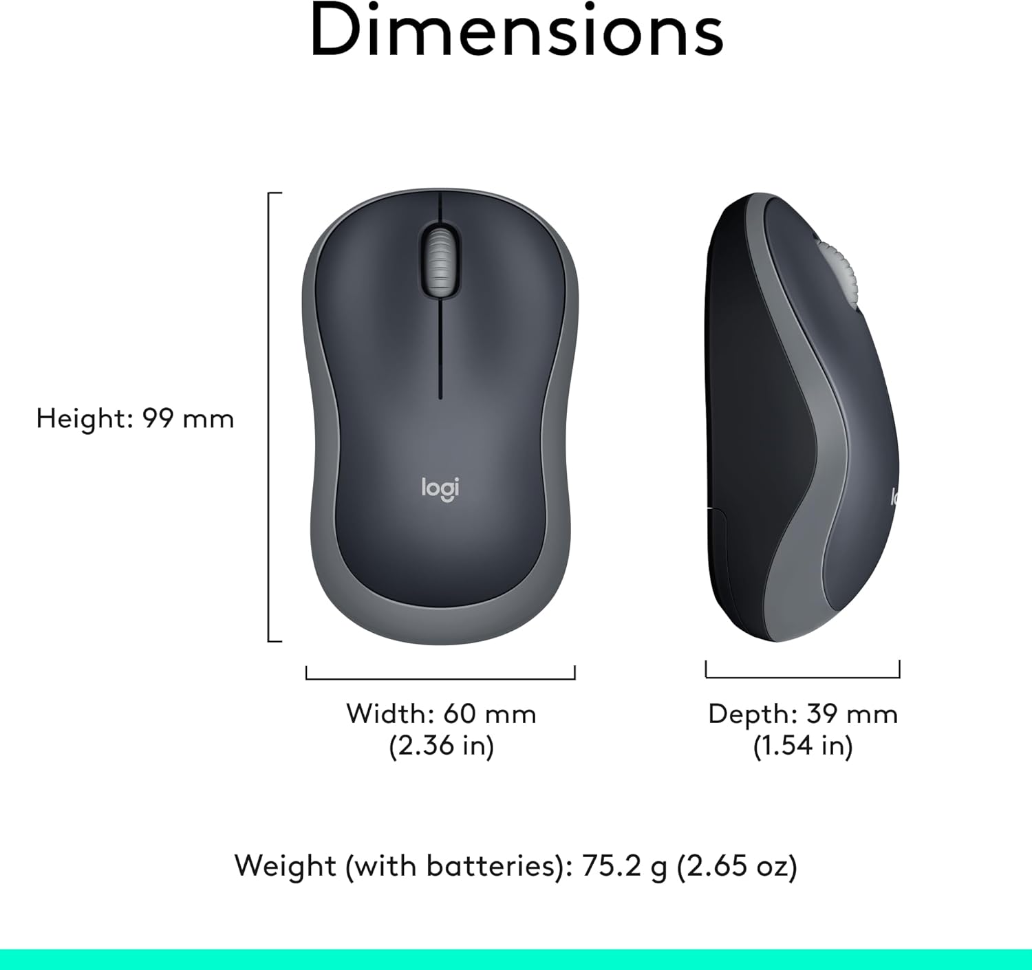 Logitech M185 Wireless Mouse 2.4GHz with USB Mini Receiver 12-Month Battery Life 1000 DPI Optical Tracking Ambidextrous thumbnail 3