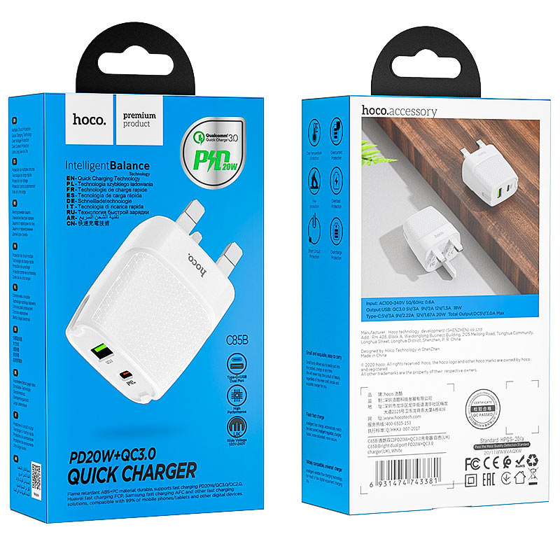 Hoco 20W Quick Charger Plug C85B