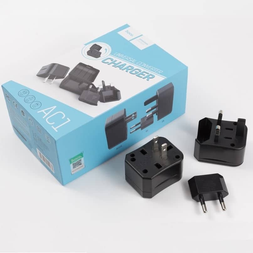 Hoco AC1 Universal Travel Adapter & Converter Socket (Black)