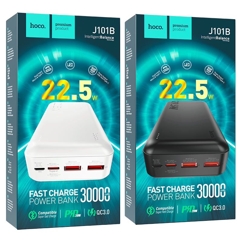 HOCO Power bank “J101B Astute” 22.5W 30000mAh BLACK