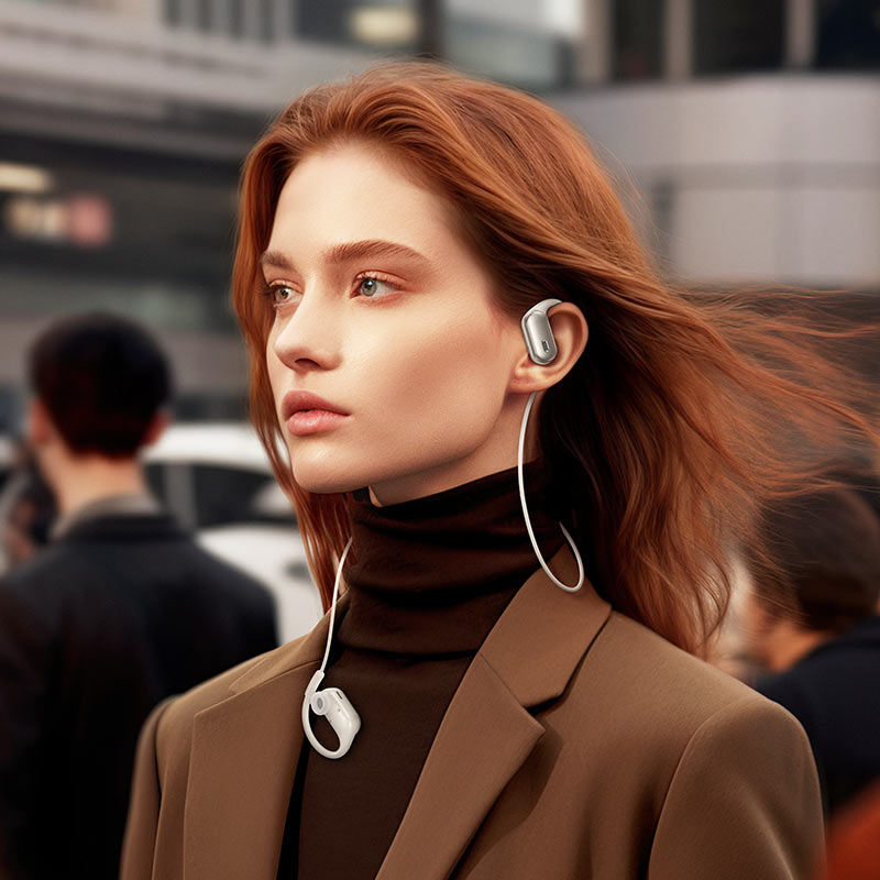 Hoco EA7 Suerte ANC+ENC Open Ear True Wireless Earbuds White/CREAM thumbnail 3