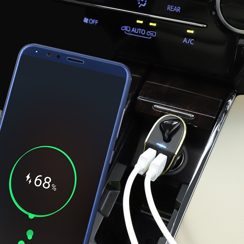 HOCO Car charger “E47 Traveller” with wireless headset BLACK thumbnail 3