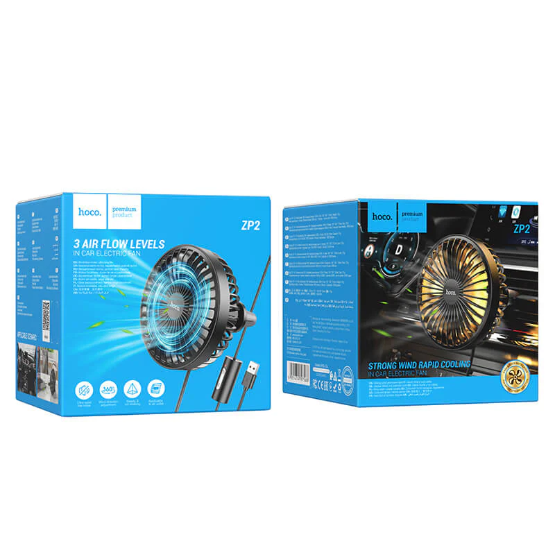 Hoco Zp2 Wind Wire Control Vent Car Fan Black