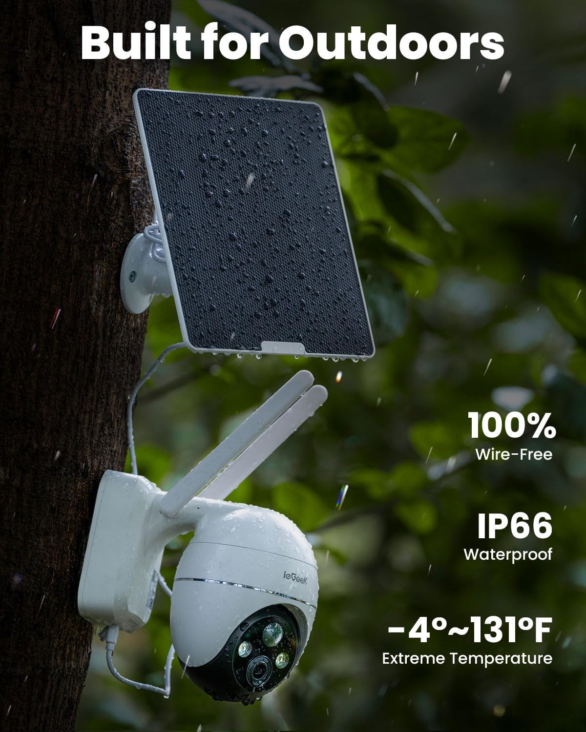 ieGeek Outdoor Security Camera - Solar-Powered SIM CARD 4G thumbnail 2