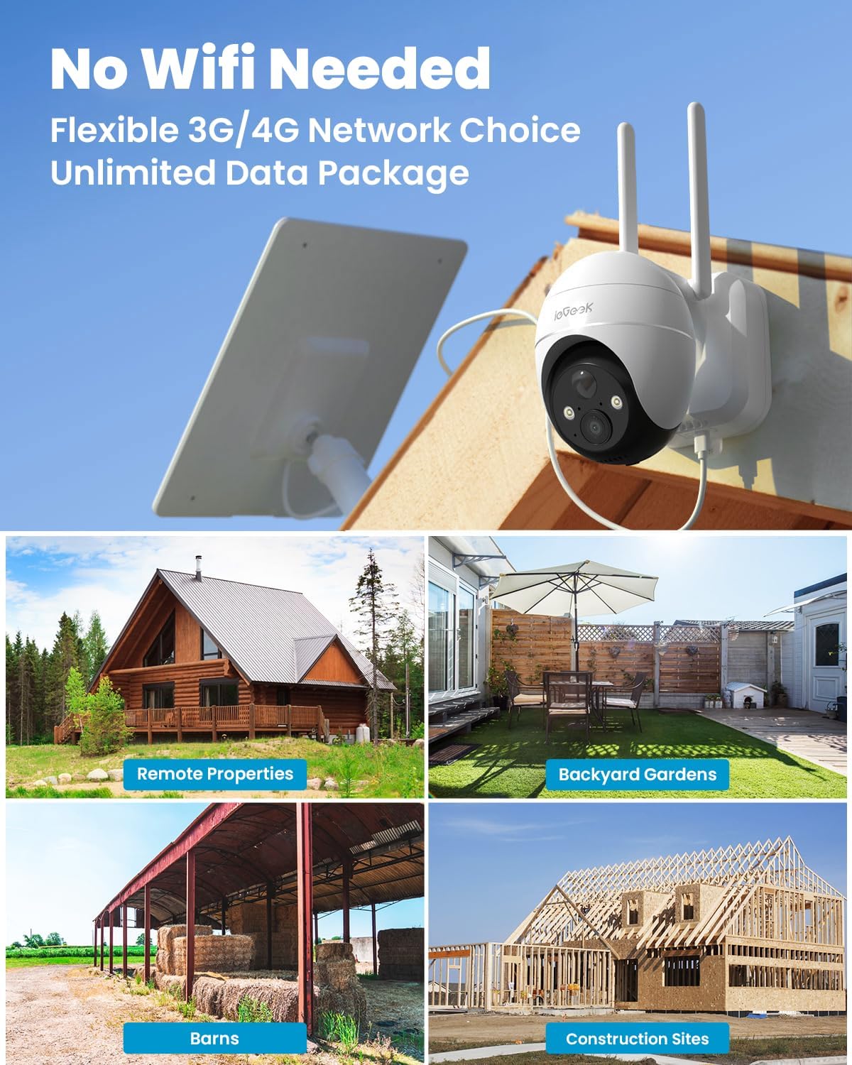 ieGeek Outdoor Security Camera - Solar-Powered SIM CARD 4G thumbnail 5