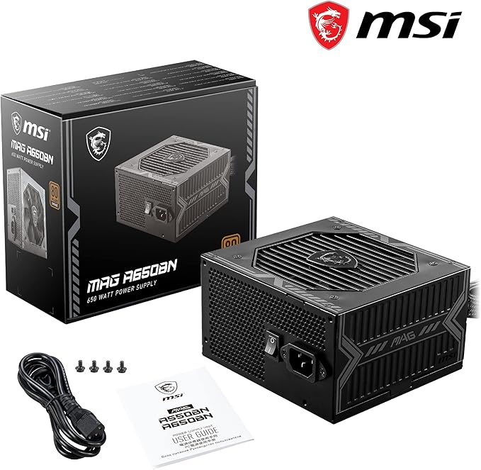 MSI MAG A650BN Power Supply Unit, UK Plug - 650W, 80 Plus Bronze Certified