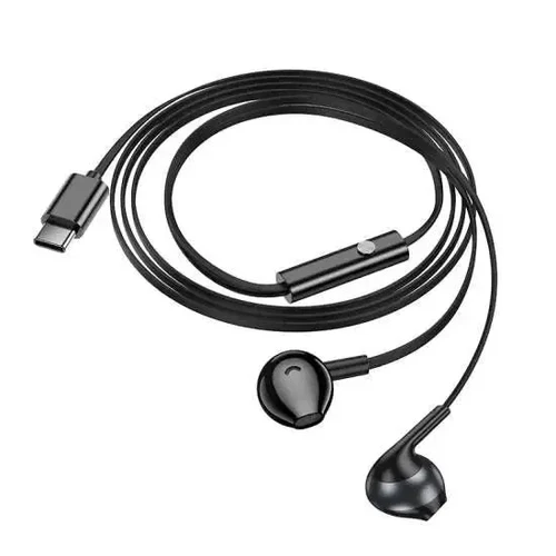Hoco M115 Sagacious Type-C Universal Earphones With Microphone Black thumbnail 2