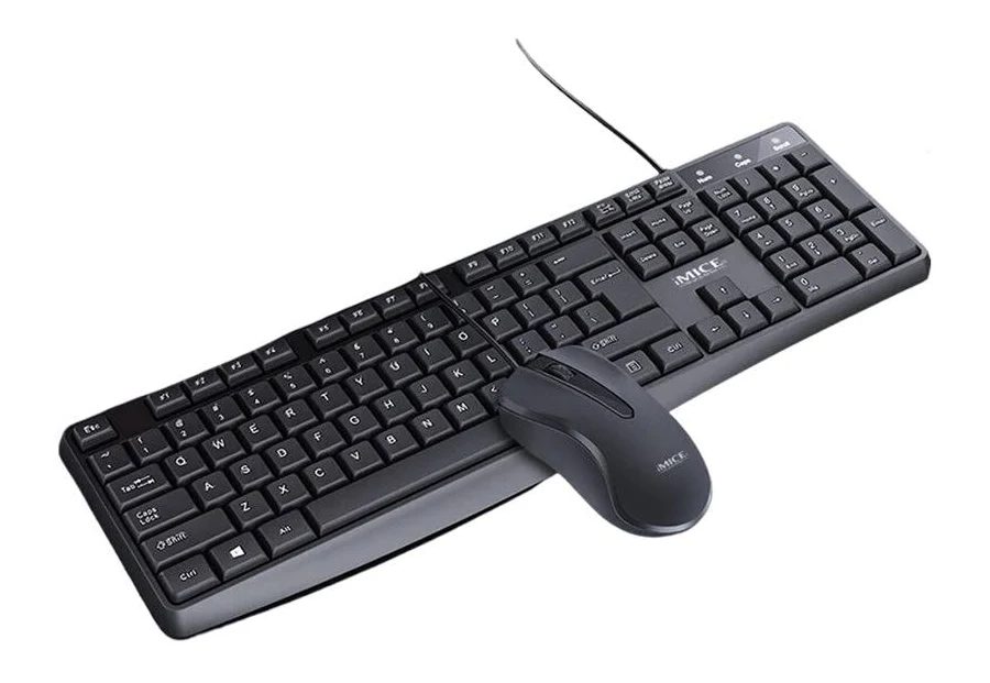iMICE KM-520 Wired Keyboard EU Version and Mouse Combo USB 104 Keys 1200 DPI Ergonomic Design
