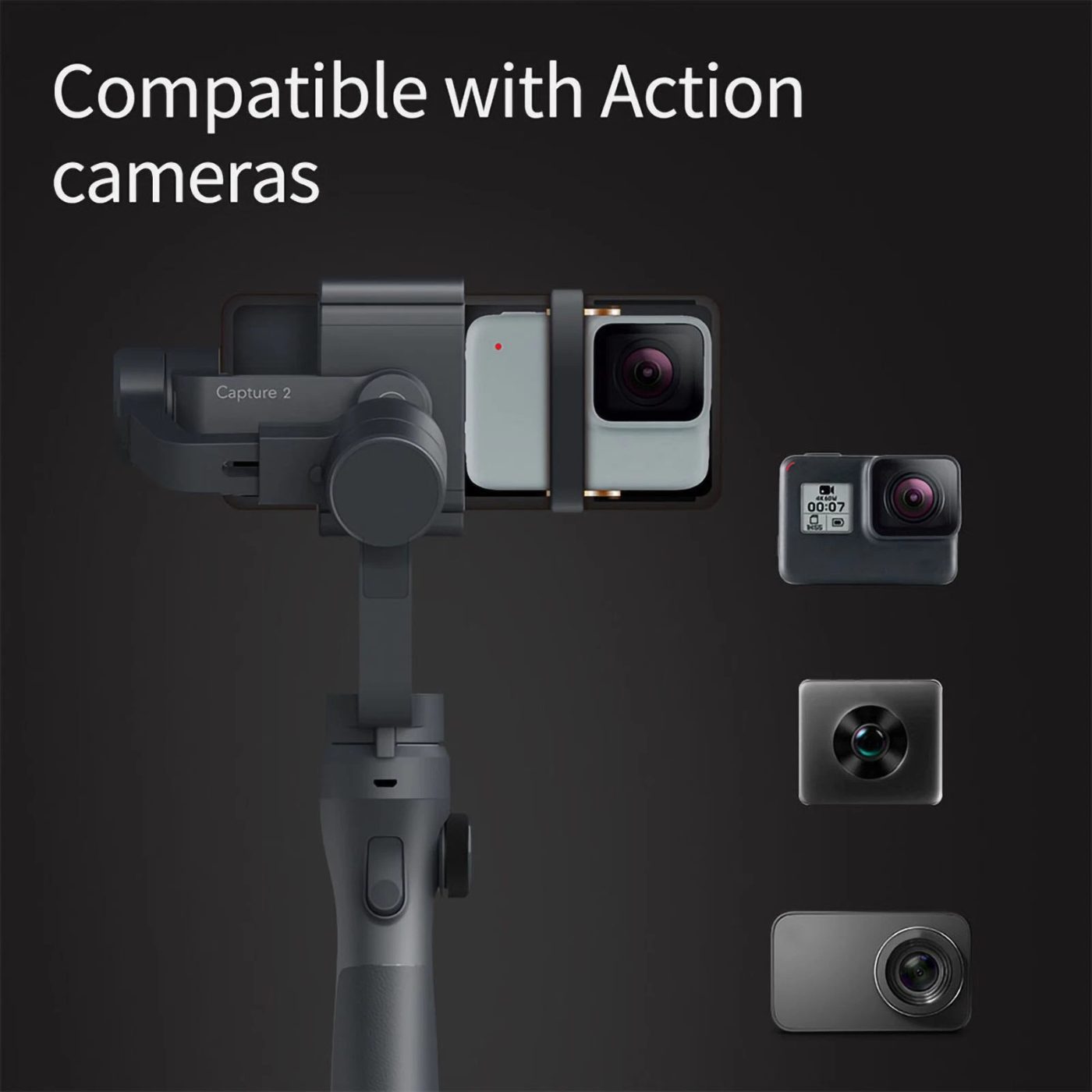 Gimbal Funsnap Capture2S  - Abs Gray Black Smart 3‑Axis Handheld Stabilize thumbnail 5