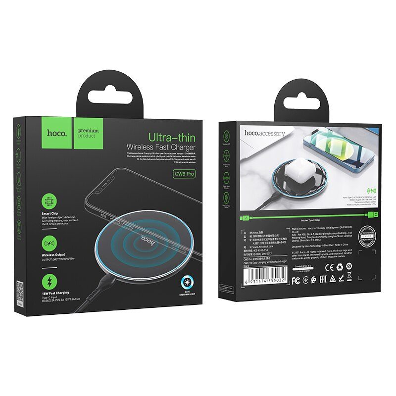Hoco 15W Wireless Fast Charging Pad For iPhone 12 11 Pro Max LED Light Charge Indicator Wireless