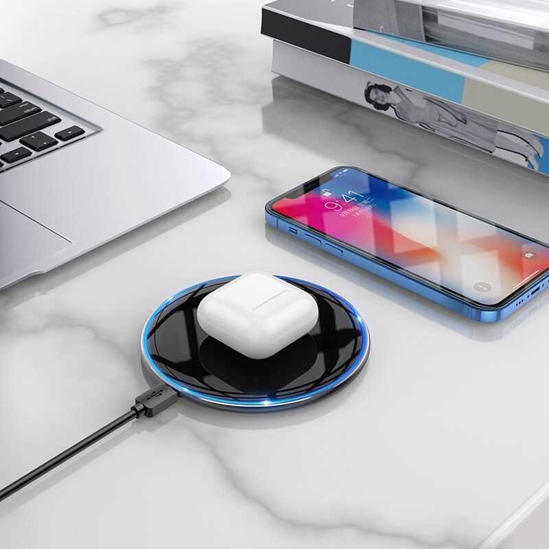 Hoco 15W Wireless Fast Charging Pad For iPhone 12 11 Pro Max LED Light Charge Indicator Wireless thumbnail 2