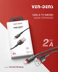 Ven Dens USB-A to Micro-USB Charging Cable 2A - 1 m, Black