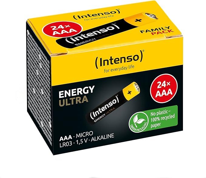 Intenso Energy Ultra AAA Micro LR03 Alkaline Batteries Box of 24 Yellow/Black