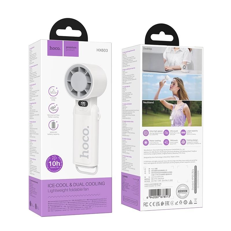 Hoco HX603 Foldable 8500RPM Digital Display Foldable Portable Fan