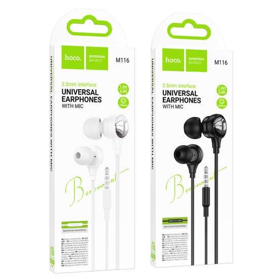 HOCO M116 EARPHONE 3,5mm AUX BLACK