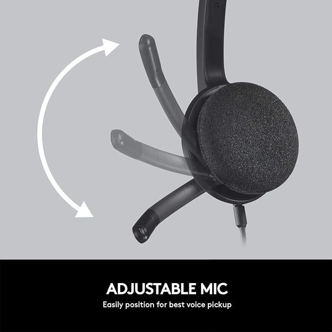 Logitech H340  USB Wired Headset Over-the-head, Over-the-ear Noise Cancelling Microphone Stereo Black thumbnail 3