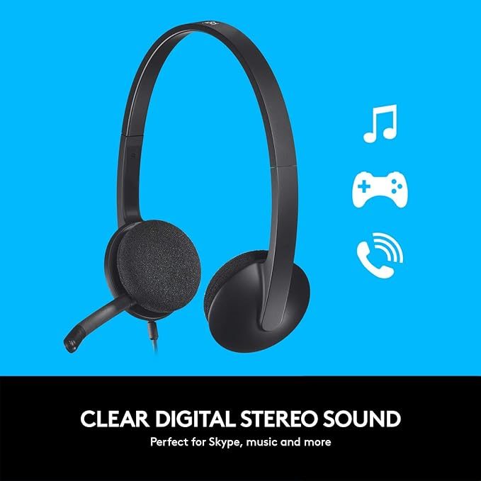 Logitech H340  USB Wired Headset Over-the-head, Over-the-ear Noise Cancelling Microphone Stereo Black thumbnail 4