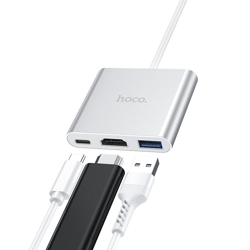 Hoco HB14 Easy use hub converter Type-C to USB3.0 + HDTV + PD compatible with most operating systems. thumbnail 5