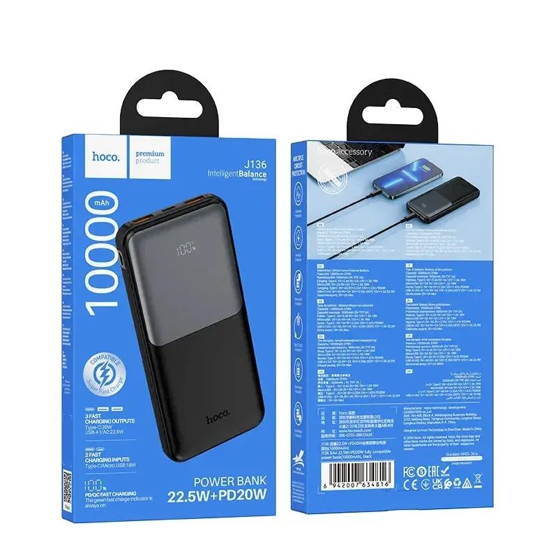Hoco J136  22.5W+PD20W Power Bank 10000mAh Black
