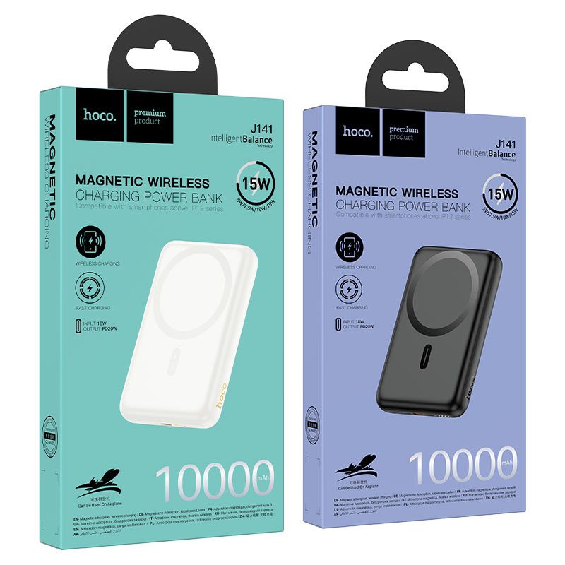 Hoco Power bank “J141 Grace” PD20W wireless charging 10000mAh black colour