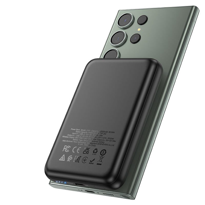 Hoco Power bank “J141 Grace” PD20W wireless charging 10000mAh black colour thumbnail 2