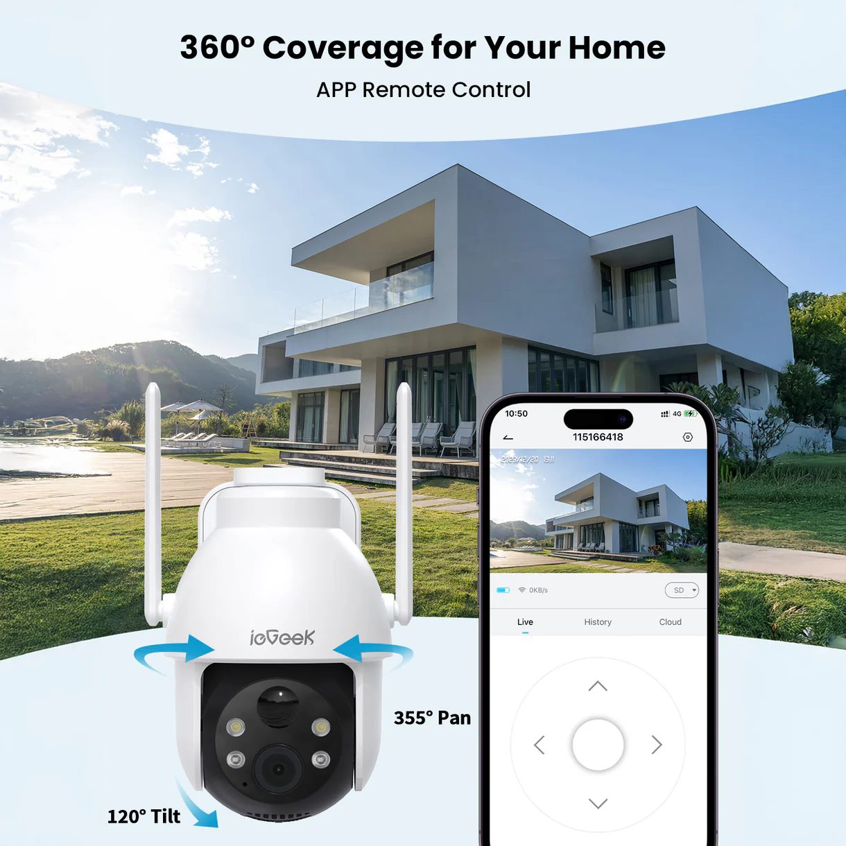 ieGeek Solar + wi-fi Security Camera - white thumbnail 6
