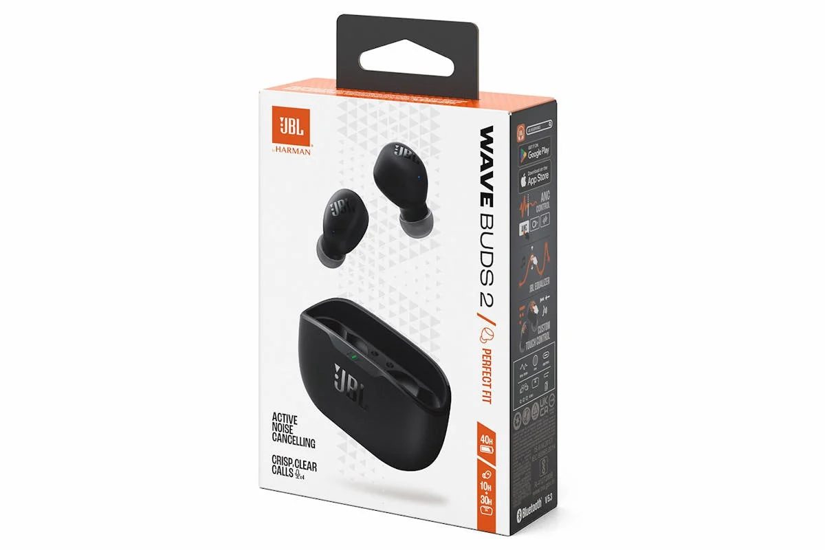 JBL Wave Buds, in-Ear Wireless Earbuds with IP54 and IPX2 Waterproofing, Powerful Bass and 32 Hours Battery Life