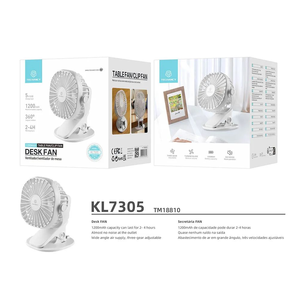 Portable Usb Silent Table Fan With Clip White thumbnail 4