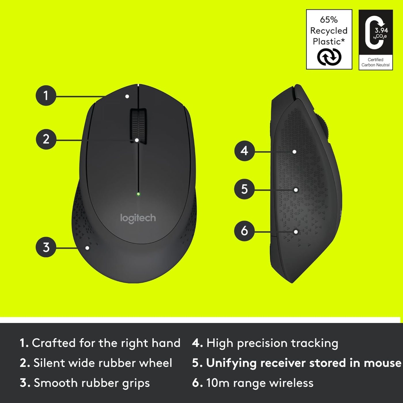 Logitech M280 Wireless Mouse, 2.4 GHz with USB Nano Receiver, 1000 DPI Optical Tracking, 3 Buttons, 18 Month Battery thumbnail 4