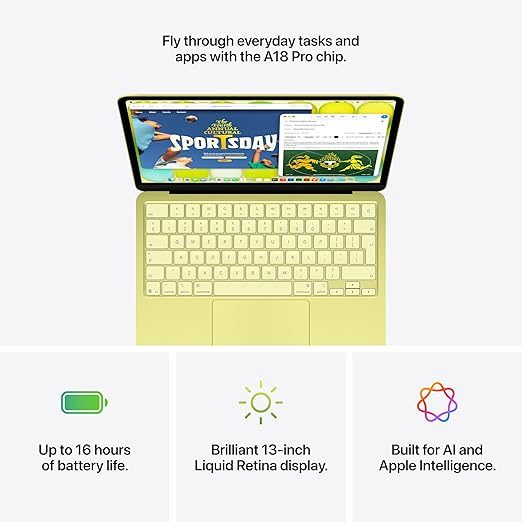Apple MacBook Neo 13-inch Laptop with A18 Pro chip: Built for AI and Apple Intelligence, Liquid Retina Display, 8GB Unified Memory, 256GB SSD Storage, 1080p FaceTime HD Camera /  Citrus colour thumbnail 4