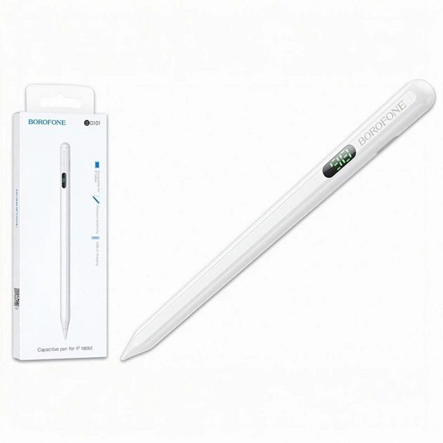Borofone BG101 Digital Display Active Pad Special Capacitive Pen(White) for Android or iPad